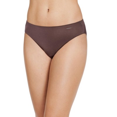 Jockey Women's Underwear Smooth & Shine Seamfree Hi Cut, Raisin, 6