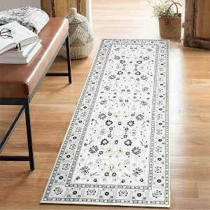 Washable Area Rug Vintage Floral Rug Boho Rug Oriental Floor Cover - 1 of 4