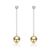 Guili Sterling Silver Two-Tone Drop Earrings with Clear Cubic Zirconia Sphere - Elegant and Stylish Jewelry for a Dazzling Look and Timeless Appeal - 2 of 2