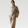 Anna-Kaci Lounge Women's Satin Striped Pajama Set with Button Up Long Sleeve Shirt and Illustrated Tree Print Pants - 2 of 4