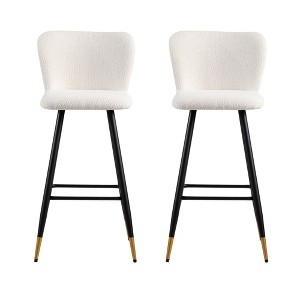 DSVIMOY Counter and Bar Stool Modern Style with Gold Tipped Black Metal Legs for Home Use, White, 25.25"*20.25"*20" - 1 of 4