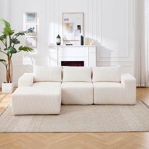 VASIP L-Shaped Modern Minimalist Modular Sectional Sofa, Plush Cloud Upholstered Couch with Deep Seats ,for Living Room,Apartment,White - 1 of 4