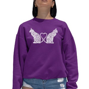 LA Pop Art Cat Tail Hearts - Women's Word Art Crewneck Sweatshirt - 1 of 4