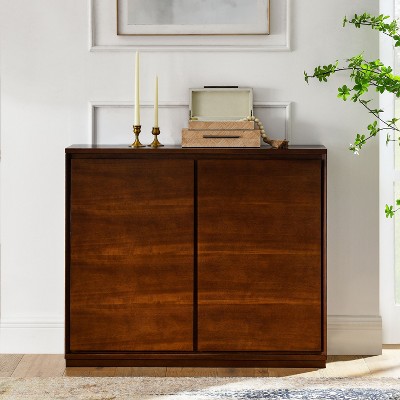 39'' Sideboard Buffet Cabinet with Storage Shelf, 2 Doors and 2 Outlet Holes for Entryway, Hallway and Living Room Modern Dining Room Buffet Walnut