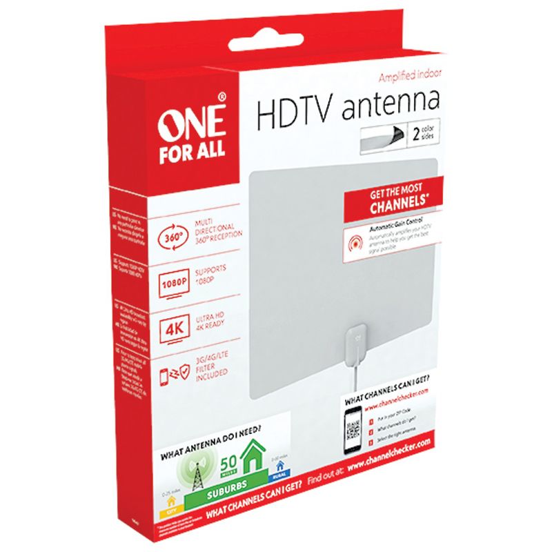 One For All® Amplified Indoor Ultrathin HDTV Antenna, 4 of 6