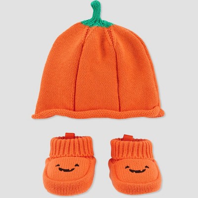 Carter's Just One You® Baby Hat & Booties Set - Orange 0-12M
