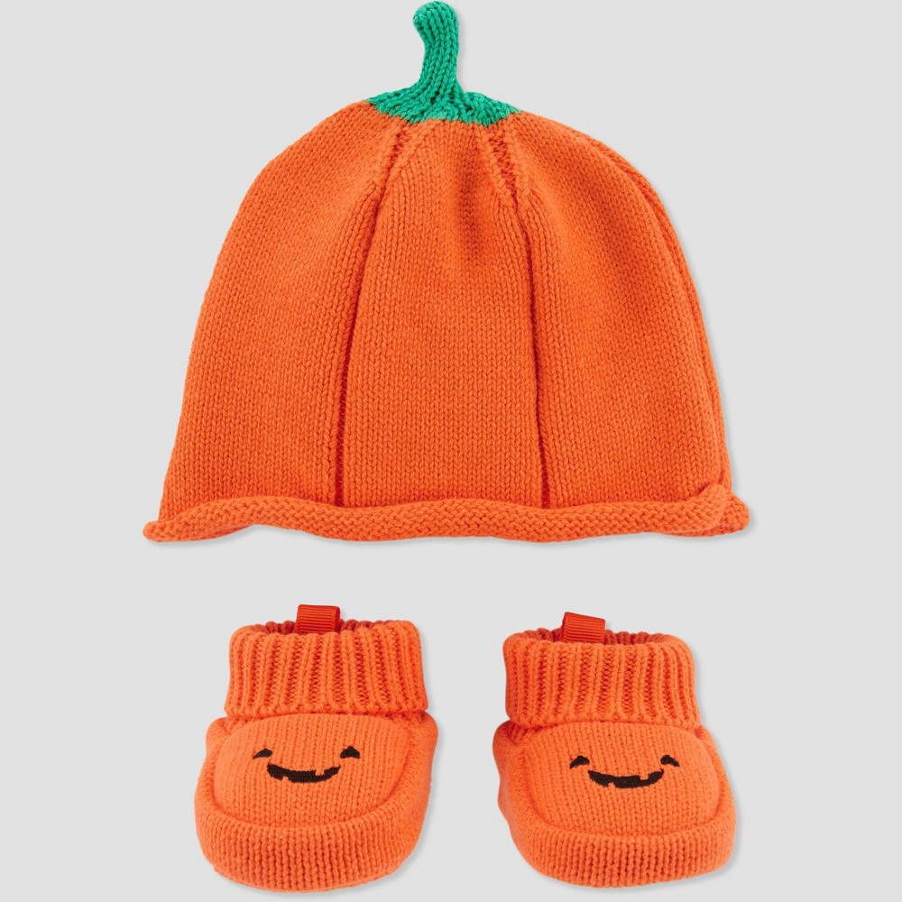 Baby Halloween Hat & Booties Set - Orange 0-12M
