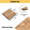 GlasFlength Carpet Tiles 10 Pack 12" Acacia Wood Interlocking Deck Tiles Striped Outdoor Flooring for Patio Balcony Poolside, Beige, 12"*12"*0.75" - 3 of 4