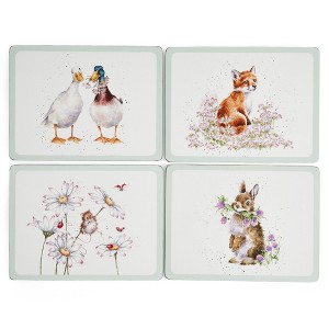 Portmeirion Wildflower Placemats (Set of 4) - Wrendale Designs, Cork-Backed Board, Decorative Dining Placemats, Easy Maintenance & Durable - 1 of 4