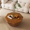 Octagonal Rubber Wood Coffee Table Set, 31.5"W + 17.7"W Coffee Table for Living Room, Sturdy and Bedroom - ModernLuxe - 2 of 4