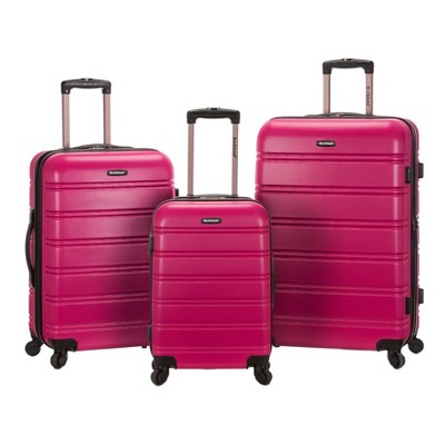 Rockland Pista 3 PC ABS Non-Expandable Luggage Set, Purple