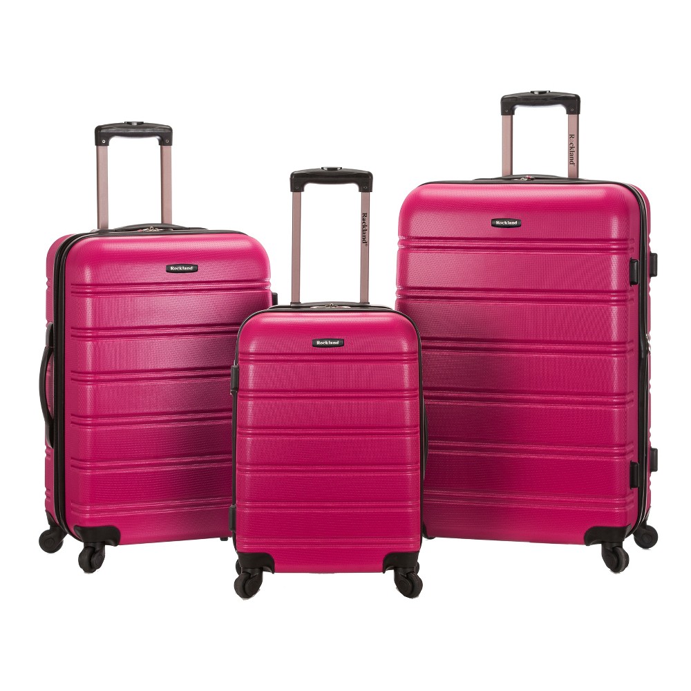 Photos - Luggage Rockland Melbourne 3pc ABS Hardside Carry On  Set - Magenta 