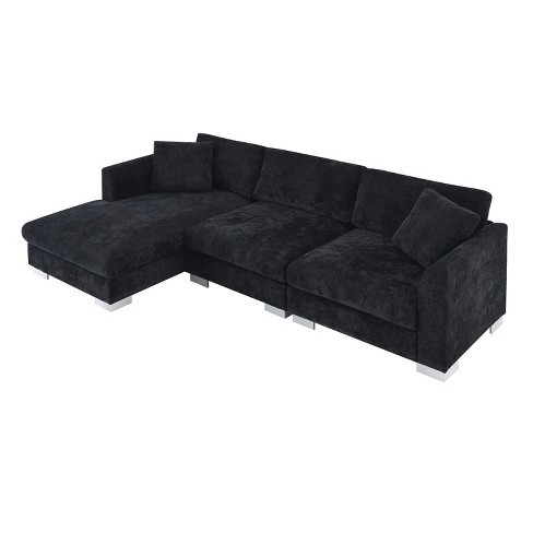 GDFStudio Paddy 96" Chenille 3 Seat L-shaped Sectional Sofa with Aluminum Legs - image 1 of 4