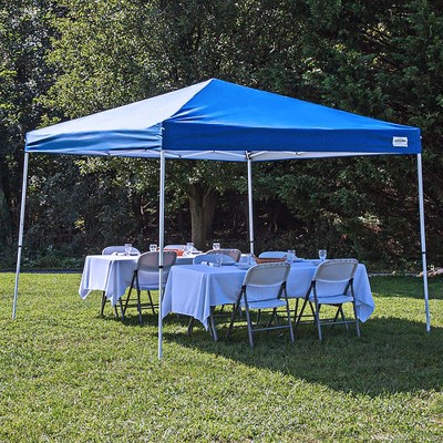 10x10 Blue Polyester Pop-Up Canopy with Steel Frame