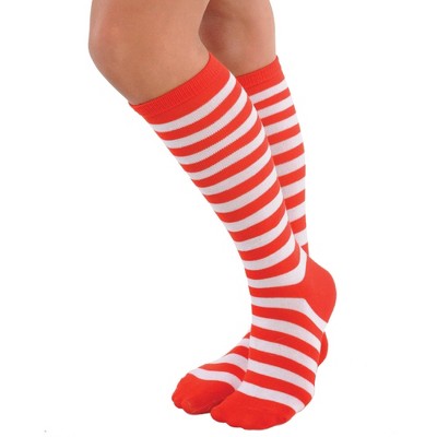 Adult Striped Red White Socks Accessory Halloween Costume One Size