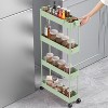 Acoinel Slim Rolling Storage Cart 4 Tier Bathroom Organizer Cart Mobile Shelving Unit Slide Out Utility Cart for Kitchen - 4 of 4