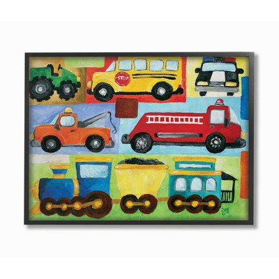 Transportation Collage Oversized Framed Giclee Texturized Art (16"x20"x1.5) - Stupell Industries