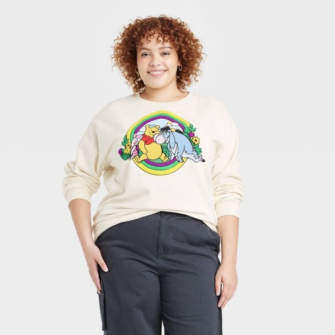 Women's Disney Winnie The Pooh Chenille Patch Graphic Sweatshirt - Ivory 3x  : Target