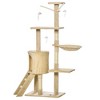 PawHut 53" Plush Sturdy Interactive Cat Condo Tower Scratching Post Activity Tree House - Beige - 4 of 4