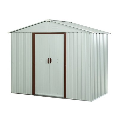 LOVMOR 6ft x 5ft Outdoor Metal Storage Shed White