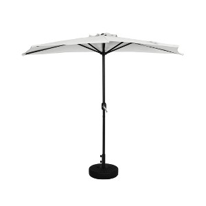 WestinTrends 9 Ft Half Market Patio Umbella with Black Round Plastic Base - 1 of 3