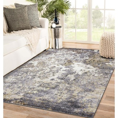 Abstract Splatter 6' x 9' Gray Synthetic Area Rug