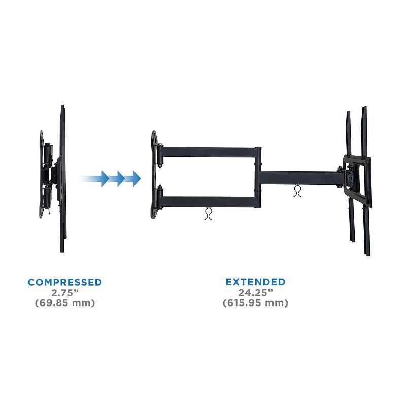 Mount-It! Full Motion TV Wall Mount | Long Arm TV Mount with 24 Inch Extension | Fits 32 to 55 Inch TVs with Up to VESA 400 x 400, 77 Lbs. Capacity, 3 of 9