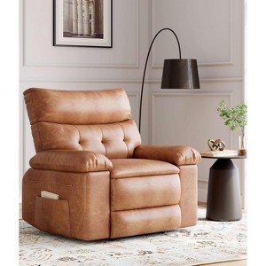 Grey Oversized Recliner Chair - Faux PU Leather Manual Recliner - 1.5X Sponge Filling Comfortable Lazy Chair for Relaxation - 1 of 4