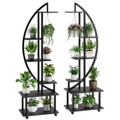 6 Tier Tall Plant Stand Metal Indoor Plant Stand with Detachable Wheels