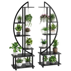 6 Tier Tall Plant Stand Metal Indoor Plant Stand with Detachable Wheels - 1 of 4
