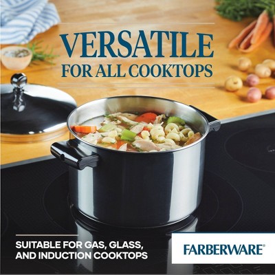 Farberware 15-Piece Stainless Steel Nonstick Cookware Set with Utensils