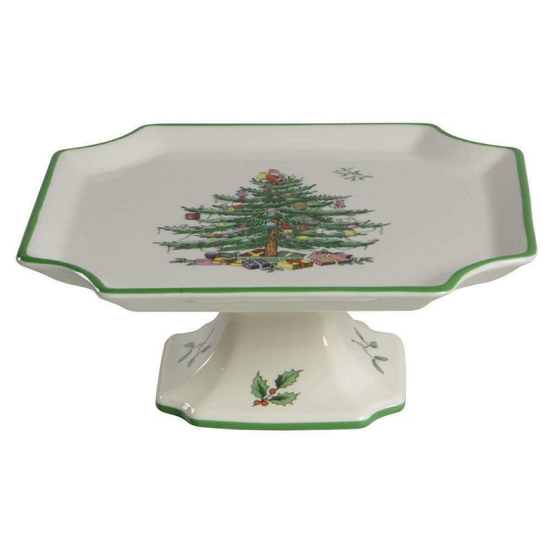 Spode Christmas Tree 6.5 Inch Footed Square Cake Plate, 2 of 5