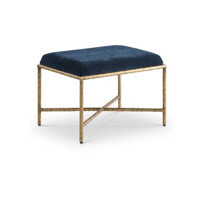 navy chenille fabric/gold