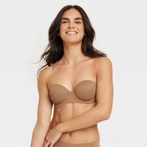 Women's Lightly Lined Strapless Bra - Auden™ Caramel 34dd : Target