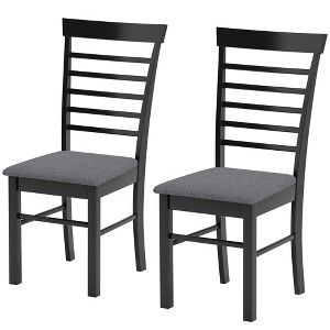 Wooden Dining Chairs Set of 2, Farmhouse Upholstered Kitchen Chairs with Rubber Wood Frame - 1 of 4