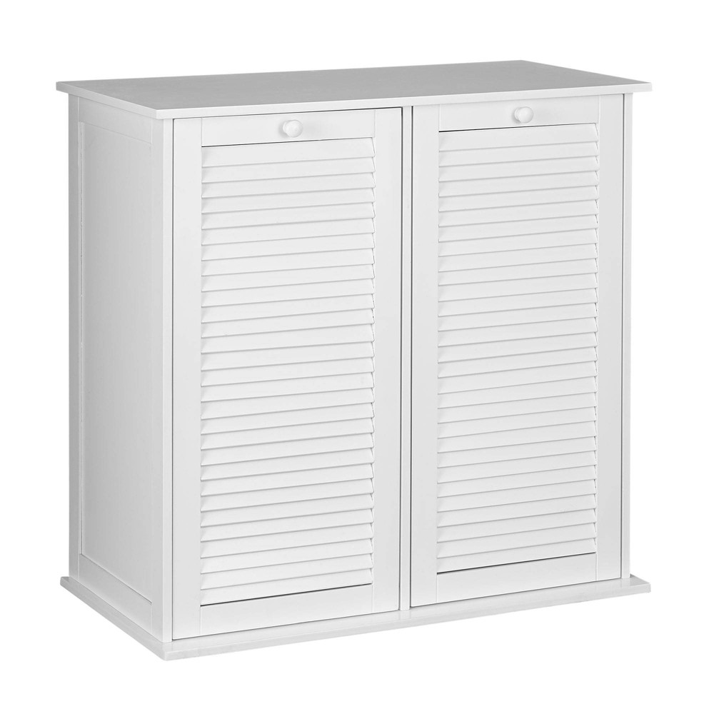 Photos - Laundry Basket / Hamper Household Essentials Tilt-out Cabinet Laundry Sorter with Shutter Front: MDF Dirty Clothes Basket, White, 237 Volume