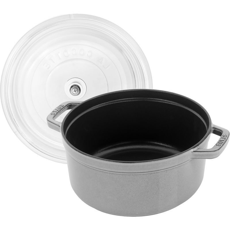 STAUB Cast Iron 4-qt Round Cocotte with Glass Lid, 3 of 9