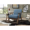Fabric Upholstered Accent Chair with Attached Back and Seat Cushions, Foam Padding, Solid Rubberwood Frame and Walnut Finish - 2 of 4