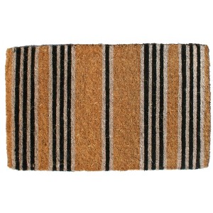 HomeRoots 18" X 30" Brown and Black Coir Striped Outdoor Door Mat - 1 of 4
