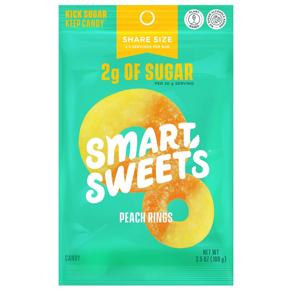 SmartSweets Peach Rings, Sour Gummy Candy - 3.5oz