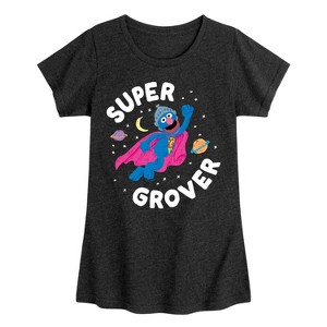 Girls' - Sesame Street - Super Grover Fitted Short Sleeve Graphic T-Shirt - 1 of 4