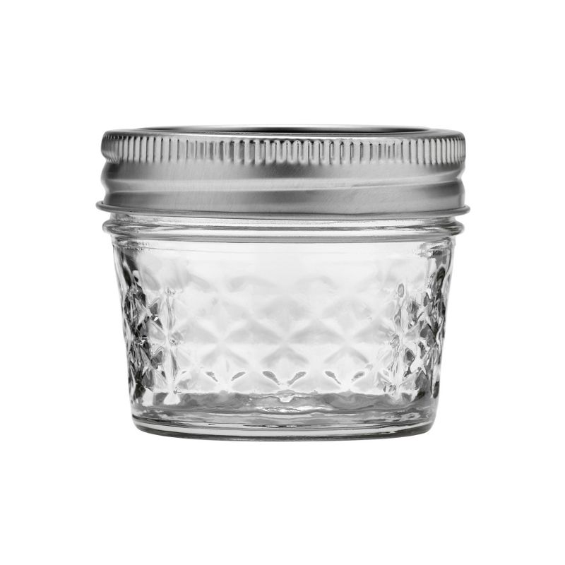 Ball 4oz 12pk Glass Regular Mouth Quilted Mason Jar with Lid and Band, 1 of 5