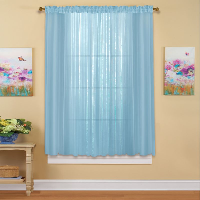 Collections Etc Decorative Sheer Fabric Rod Pocket Top Window Curtain Panel, Single Panel,, 2 of 4