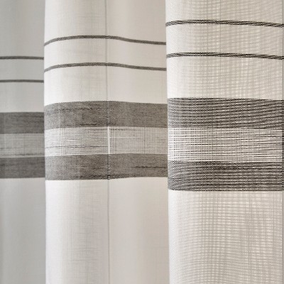 Gray and White Light-Filtering Polyester Grommet Window Panels