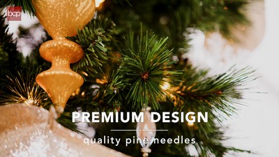7.5ft Pre-Lit Slim Scotch Pine Christmas Tree with Multicolor LED Lights and Metal Stand