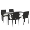 vidaXL Patio Dining Set Outdoor Rattan Wicker Table and Chair Set for Porch - Black, 63" Table Length, 4 Chairs - 3 of 4