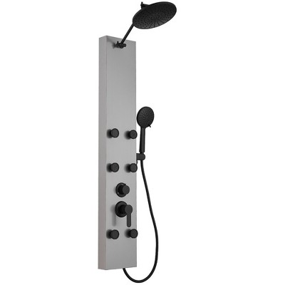 BWE 6-Jet Rainfall Shower Tower Shower Panel System with Waterfall Shower Head and Shower Wand
