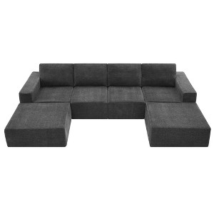 NicBex Modular U Shape Sectional Couch Chenille Upholstered Sofa with Square Arm for Living Room and Apartment - 1 of 4