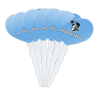 Johns Hopkins University Primary Logo Heart Love Cupcake Picks Toppers Decoration Set of 6