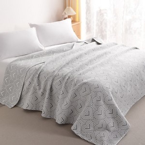 3 Layers Cotton Muslin Bed Blanket, Breathable Thermal Yarn Dyed Blanket - NTBAY - 1 of 4